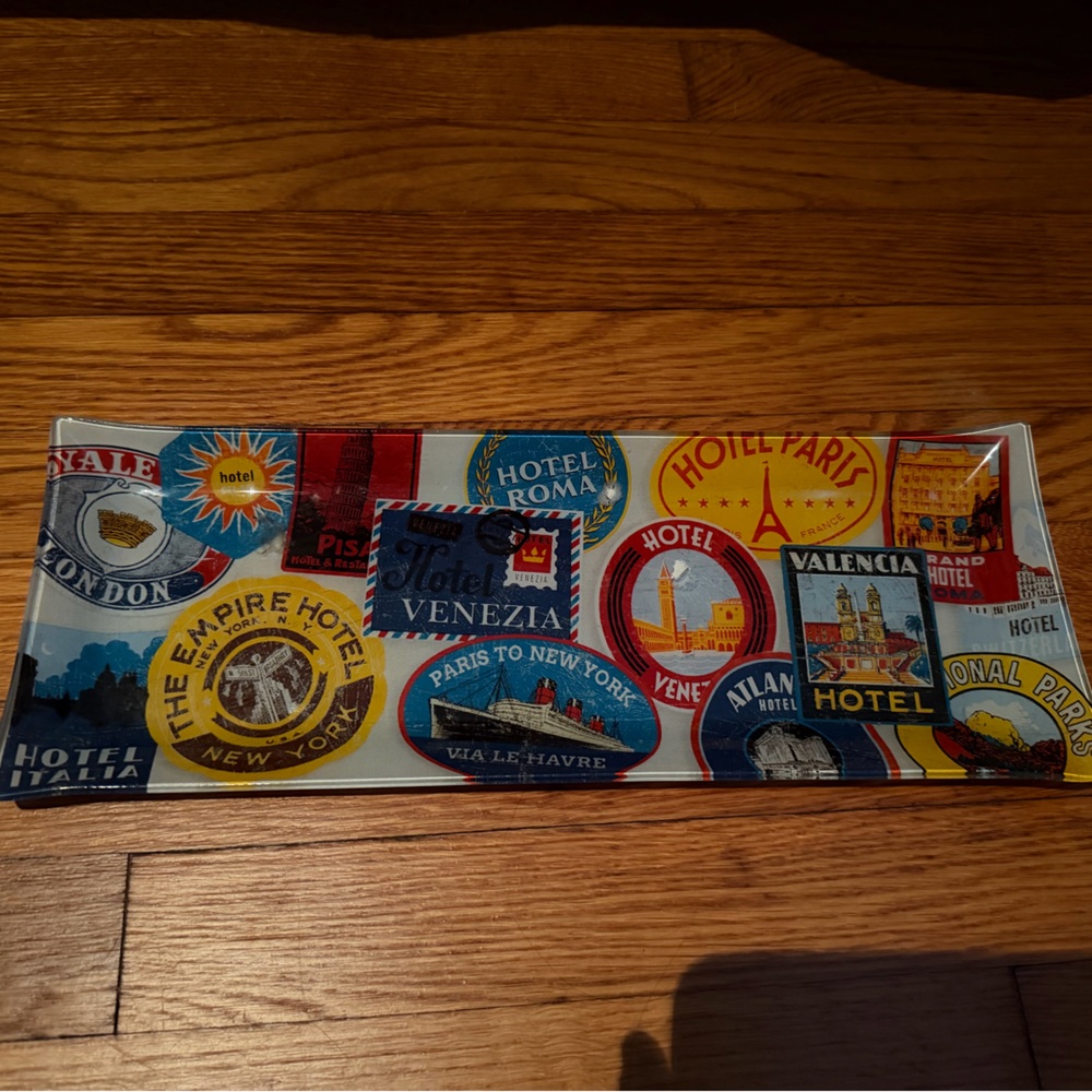 Colorful Travel-Themed Decorative Tray